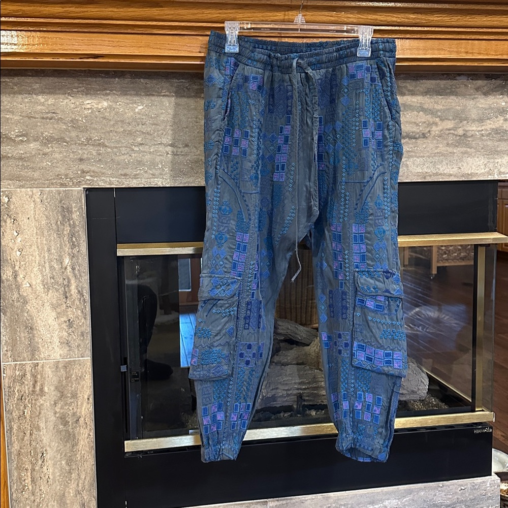 Johnny Was embroidered utility jogger pants